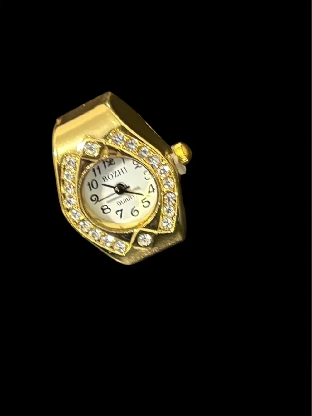 Gold Crystal Accent Women's Watch Ring